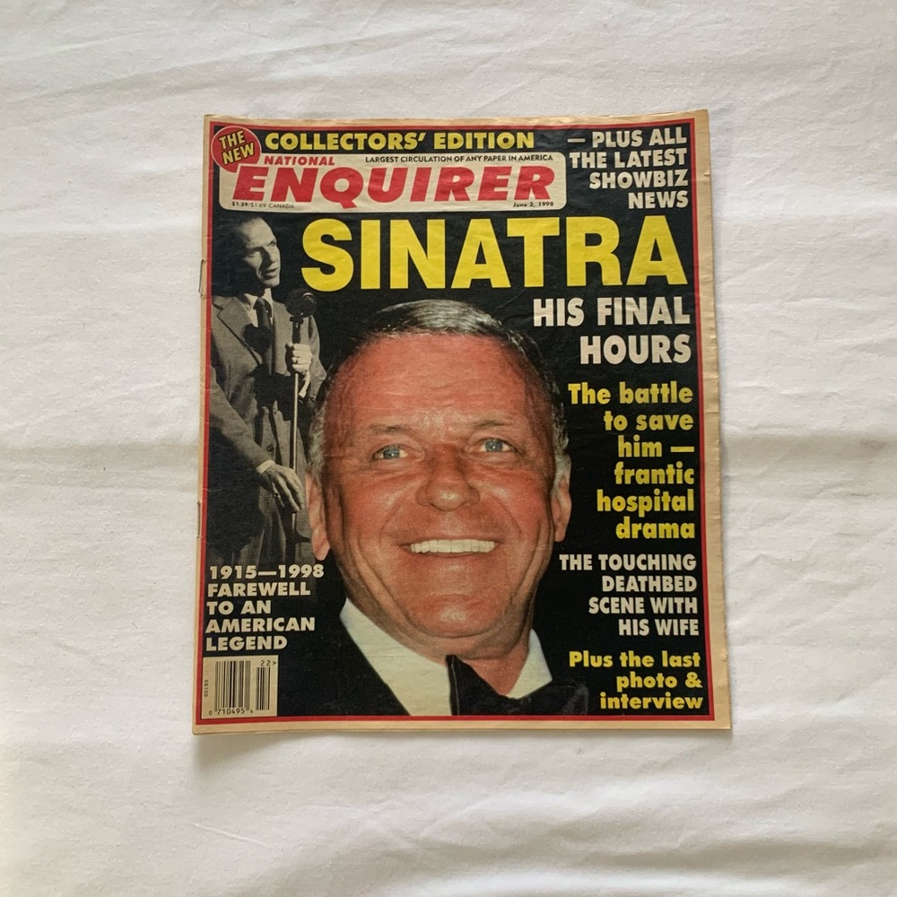 The New National Enquirer Vintage Frank Sinatra “His Final Hours”June 2, 1998
